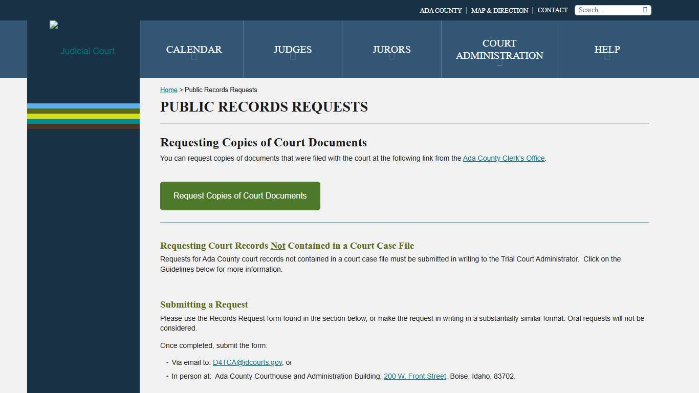 Public Records Requests - Judicial Court Ada County